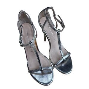 Chinese Laundry strappy silver metallic high heel sandals dressy US 7M stilettos